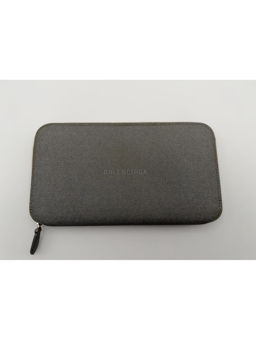 Authentic Rare Balenciaga Zip Around Zippy Wallet Grey Glittery Canvas & Leather
